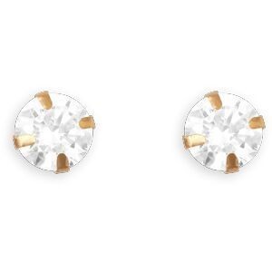 Boucles D'oreilles Or 375 Zirconium 5mm 4 Griffes