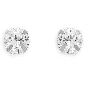 Boucles D'oreilles Or 375 Gris Zirconium 5mm 4 Griffes