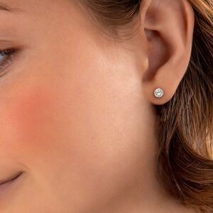 Boucles D'oreilles Or 375 Gris Zirconium 6mm 4 Griffes