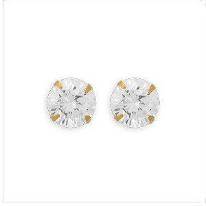 Boucles D'oreilles Or 375 Zirconium 7mm 4 Griffes