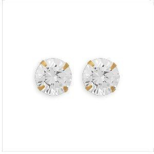 Boucles D'oreilles Or 375 Zirconium 7mm 4 Griffes