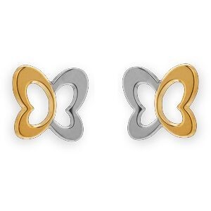 Boucles D'oreilles Or 375 Bicolore Papillon 6.2*6mm 