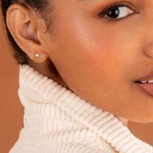 Boucles D'oreilles Or 375 Gris Zirconium 2.5mm 4 Griffes