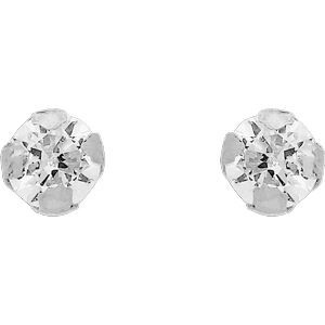 Boucles D'oreilles Or 375 Gris Zirconium 3mm 4 Griffes