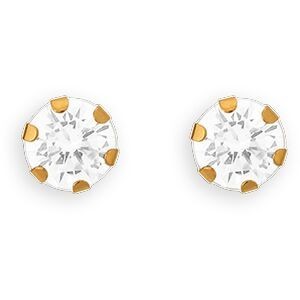 Boucles D'oreilles Or 375 Zirconium 8mm 6 Griffes