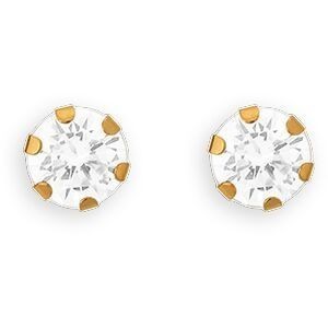 Boucles D'oreilles Or 375 Zirconium 8mm 6 Griffes