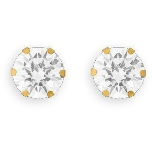 Boucles D'oreilles Or 375 Zirconium 10mm 6 Griffes