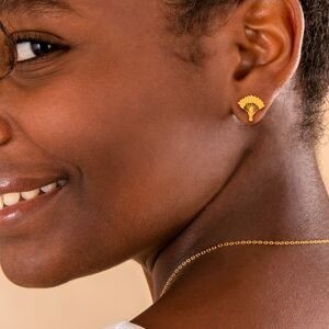 Boucles D'oreilles Or 375 Arbre Du Voyageur 16.5*16.5mm