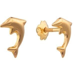 Boucles D'oreilles Or 750 Dauphin 7*9mm Fermeture Vis