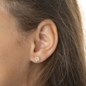 Boucles D'oreilles Or 750 Hibiscus 6mm Fermeture Vis