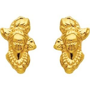 Boucles D'oreilles Or 750 Tête Antillaise 5*10mm Fermeture Vis