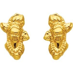 Boucles D'oreilles Or 750 Tête Antillaise 5*10mm Fermeture Vis