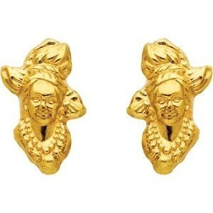 Boucles D'oreilles Or 750 Tête Antillaise 5*10mm Fermeture Vis