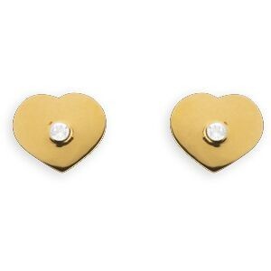 Boucles D'oreilles Or 375 Cœur Zirconium 6*4.5mm Fermeture Vis