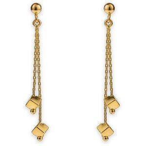 Boucles D'oreilles Or 750 Pendant 35mm Cubes 3mm