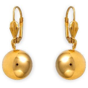 Boucles D'oreilles Plaqué Or Pendant 35mm Boule 13.5mm