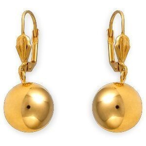 Boucles D'oreilles Plaqué Or Pendant 35mm Boule 13.5mm