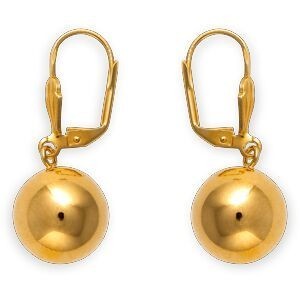 Boucles D'oreilles Plaqué Or Pendant 35mm Boule 13.5mm