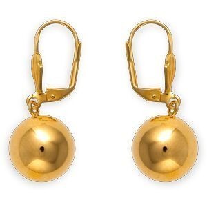 Boucles D'oreilles Plaqué Or Pendant 35mm Boule 13.5mm