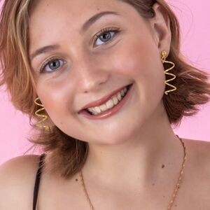 Boucles D'oreilles Plaqué Or Pendant 45mm Tortillon 5*35mm