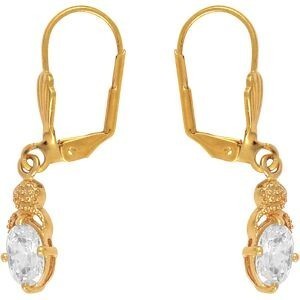 Boucles D'oreilles Plaqué Or Pendant 30mm Zirconium Navette 5*8mm