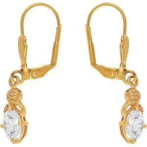 Boucles D'oreilles Plaqué Or Pendant 30mm Zirconium Navette 5*8mm
