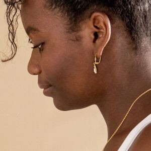 Boucles D'oreilles Plaqué Or Pendant 30mm Zirconium Navette 5*8mm