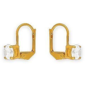 Boucles D'oreilles Plaqué Or Pendant 14mm Zirconium 6mm
