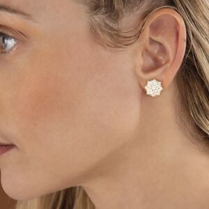 Boucles D'oreilles Plaqué Or Chou Zirconium 10mm