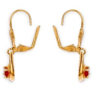 Boucles D'oreilles Plaqué Or Pendant 30mm Cristal Grenat 4mm