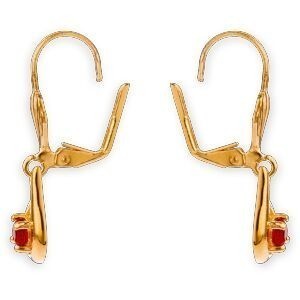 Boucles D'oreilles Plaqué Or Pendant 30mm Cristal Grenat 4mm