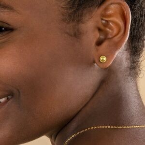 Boucles D'oreilles Plaqué Or Bouton 6mm