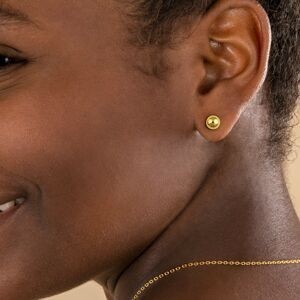Boucles D'oreilles Plaqué Or Bouton 6mm