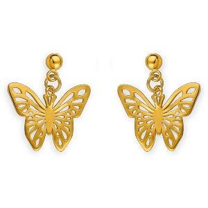 Boucles D'oreilles Plaqué Or Pendant 18mm Papillon Origami 16*12mm