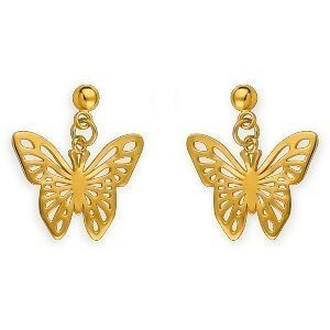 Boucles D'oreilles Plaqué Or Pendant 18mm Papillon Origami 16*12mm