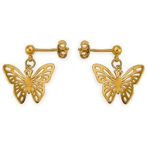 Boucles D'oreilles Plaqué Or Pendant 18mm Papillon Origami 16*12mm