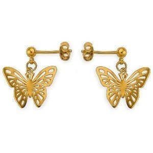 Boucles D'oreilles Plaqué Or Pendant 18mm Papillon Origami 16*12mm