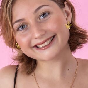 Boucles D'oreilles Plaqué Or Pendant 18mm Papillon Origami 16*12mm