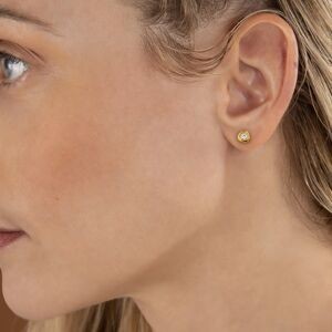 Boucles D'oreilles Plaqué Or Motif 10mm Zirconium 5mm