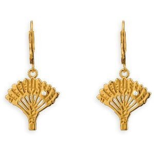 Boucles D'oreilles Plaqué Or Pendant 34mm Arbre du Voyageur 18*17mm Zirconium