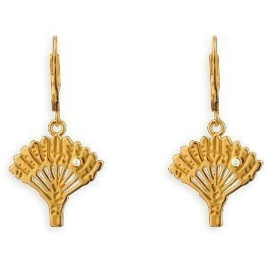Boucles D'oreilles Plaqué Or Pendant 34mm Arbre du Voyageur 18*17mm Zirconium