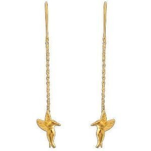 Boucles D'oreilles Plaqué Or Pendant 50mm Colibri 9.5*12mm