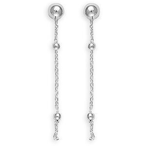 Boucles D'oreilles Argent 925 Pendant 50mm Boules 2.5  à 5mm