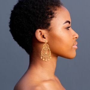 Boucles D'oreilles Savoyardes Plaqué Or 27*55mm Motif Ajouré