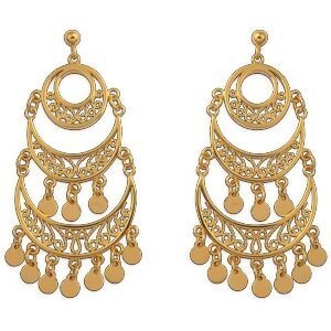 Boucles D'oreilles Savoyardes Plaqué Or 28*60mm Motif Pastillé
