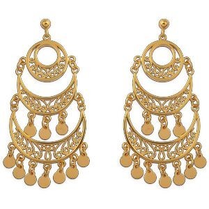 Boucles D'oreilles Savoyardes Plaqué Or 28*60mm Motif Pastillé
