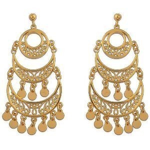 Boucles D'oreilles Savoyardes Plaqué Or 28*60mm Motif Pastillé
