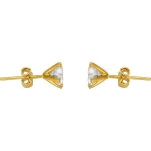 Boucles D'oreilles Plaqué Or Zirconium 6mm 4 Griffes