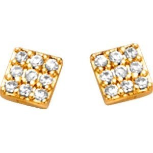 Boucles D'oreilles Plaqué Or Pavage Zirconium 4.5mm