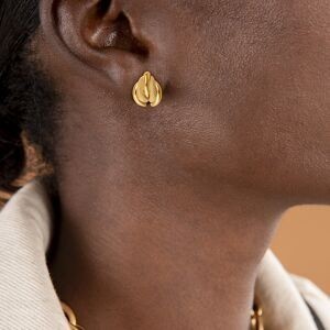 Boucles D'oreilles Or 375 Banane Lisse Sablée 5*9mm